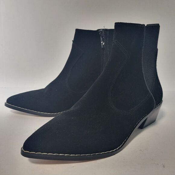 New NWOB Womens Donald Pliner Gazzi Black Suede Ankle  Donald Pliner Gazzi Black Suede Ankle Booties Boots Size 6.5 M